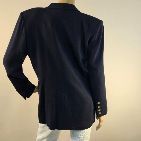 Appleseeds Single Button Blazer Womens Career Jacket Sz 10 Navy Blue Vintage 90s - Picture 8 of 12
